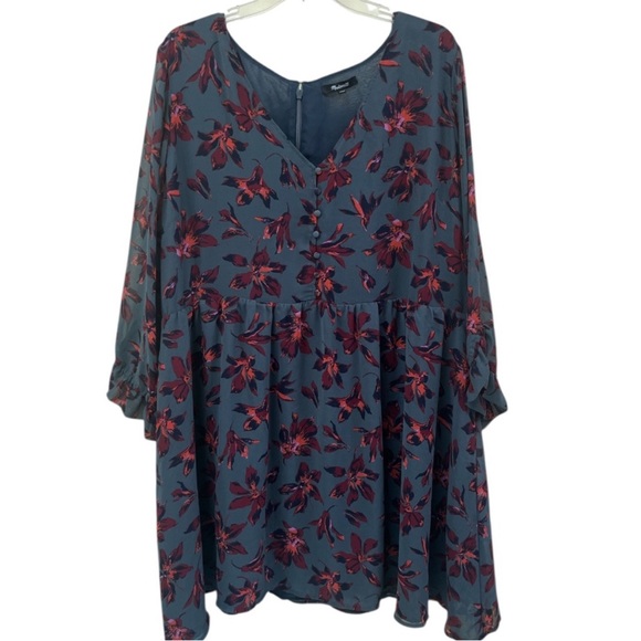 Madewell Moonblossom Ruffle-Sleeve Dress in Winter Orchid 3X - Picture 5 of 12